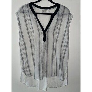 Anthropologie Women's‎ Postmark Black & White High-Low Hem Sleeveless Top Size L